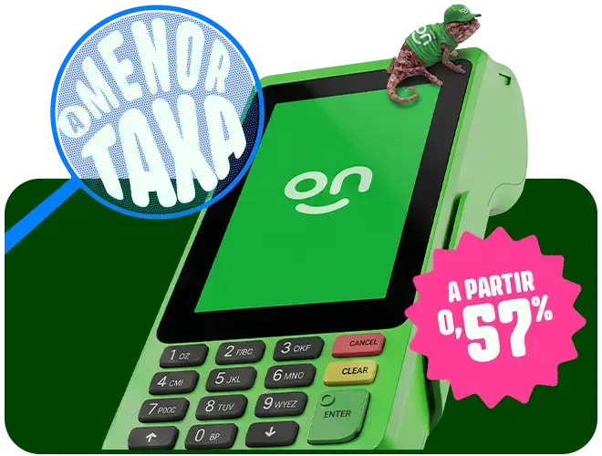 Mão segurando a maquininha T3 Smart da Ton